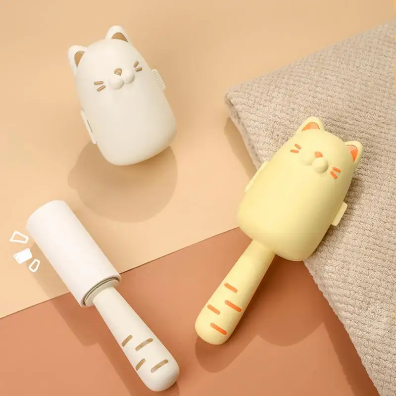 Sticky Lint Roller Reusable Interesting Cat Hair Roller Fun Cat Design Pet Hair Brush Pet Hair Roller Pet Hair Remover Tool For