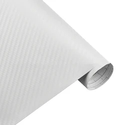 White 10cm x150cm 3D Carbon Fiber Car Wrap Vinyl Covering Film Sticker Decal Roll Sheet Air Bubble Release 4