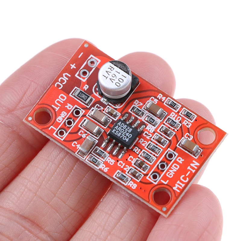 Preamplifier Board AD828 Stereo Dynamic Microphone Preamplifier Board Mic Preamp DC 3.7V-15V 12V