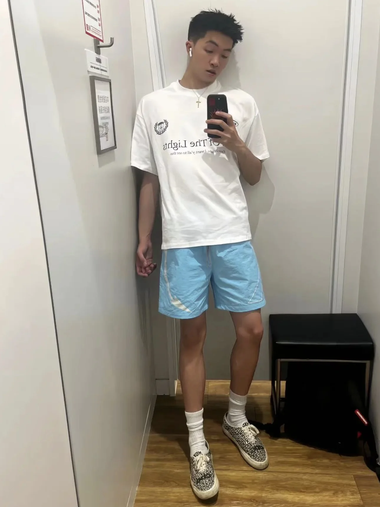 

Qui Dry Nylon orts Tai Chi Series American Sle Milk Blue Men's Casual Sports orts Knee High Faionable Youthful Dail...