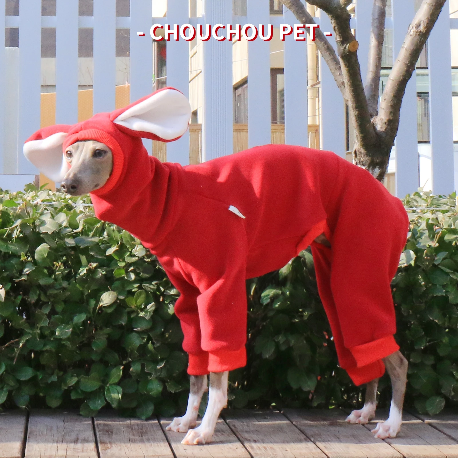 Cute Thickened  iggy Whippet Bodysuit Warm Bunny Ears Dog Clothes