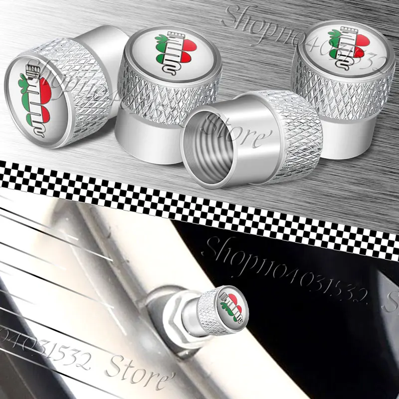 4Pcs Car Styling Emblem Car Wheel Tire Valve Caps Rim Stem Dust-proof Covers For Alfa Romeo 147 156 166 159 Giulietta Mito Decor