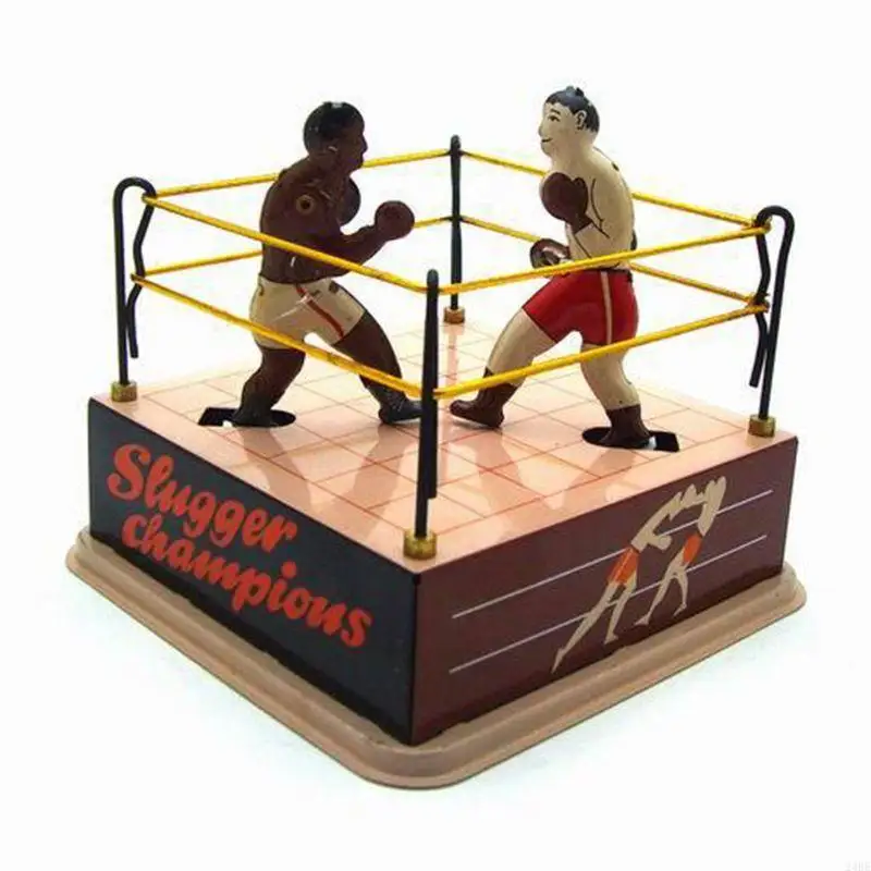 24BE Kids Wind-up Clockwork Boxing Ring Wrestling Boxers Party Supplies