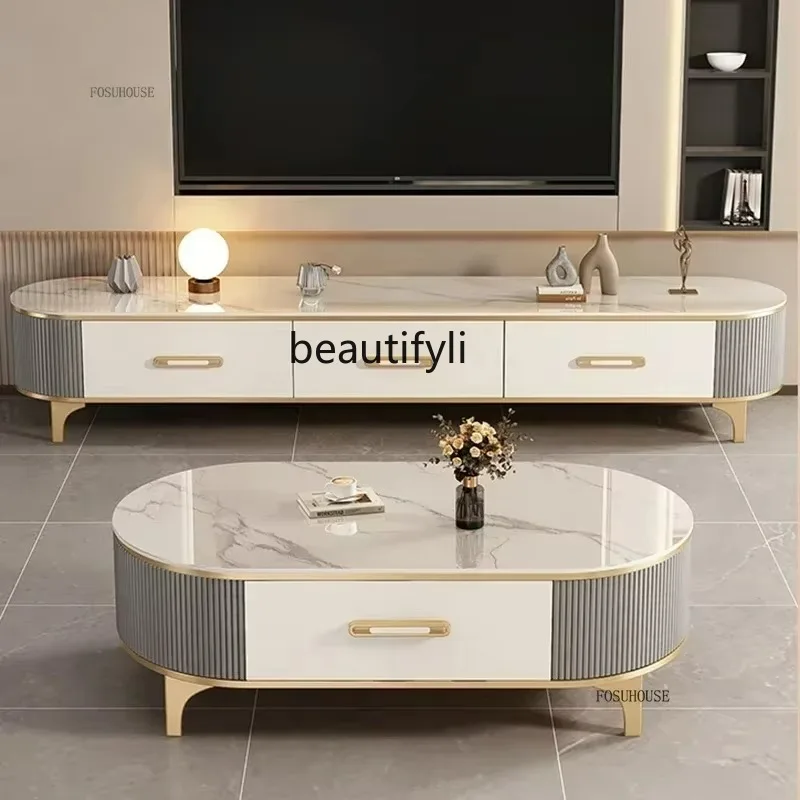 

Nordic Sintered Stone TV Stands Coffee Table Set Home Bedroom Storage Cabinet Small Apartment Living Room TV Cabinet Furniture