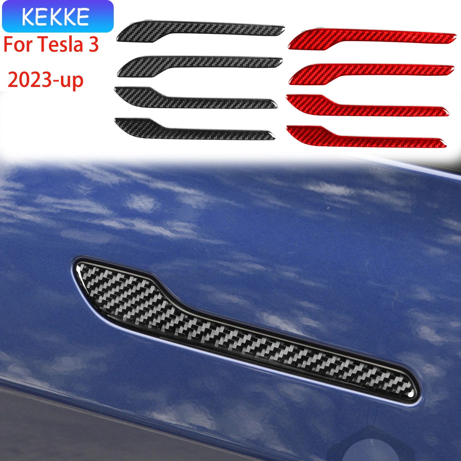 

For Tesla 3 2023-up Outer door handle Soft Carbon Fiber Decorative Car Exterior Accessories Stickers