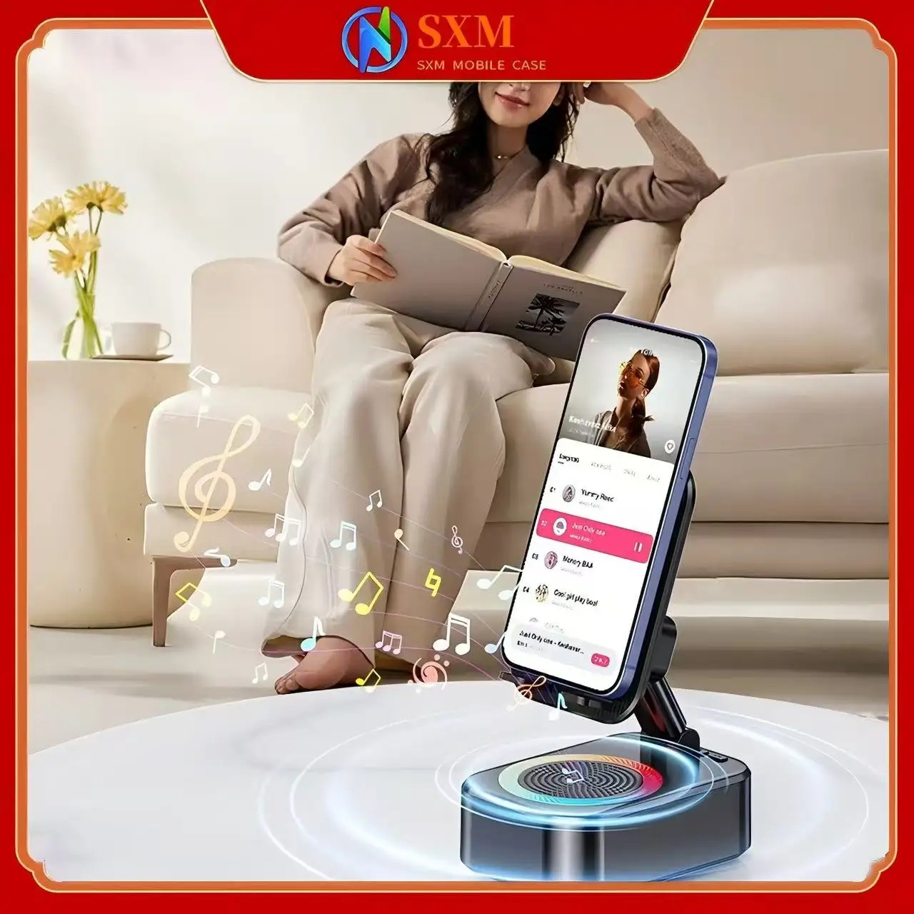 

Induction atmosphere light, Bluetooth audio, four-in-one multi-function, instant amplified mobile phone holder