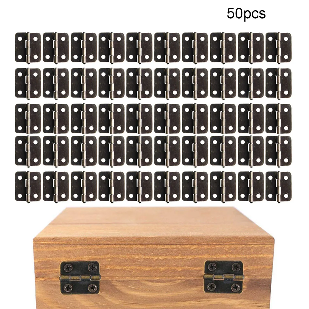 Hinge With Nails Flat Hinge Silver 18x15mm 4 Mounting Holes 50pcs Bins Bronze Cabinets For Vintage Wooden Boxes