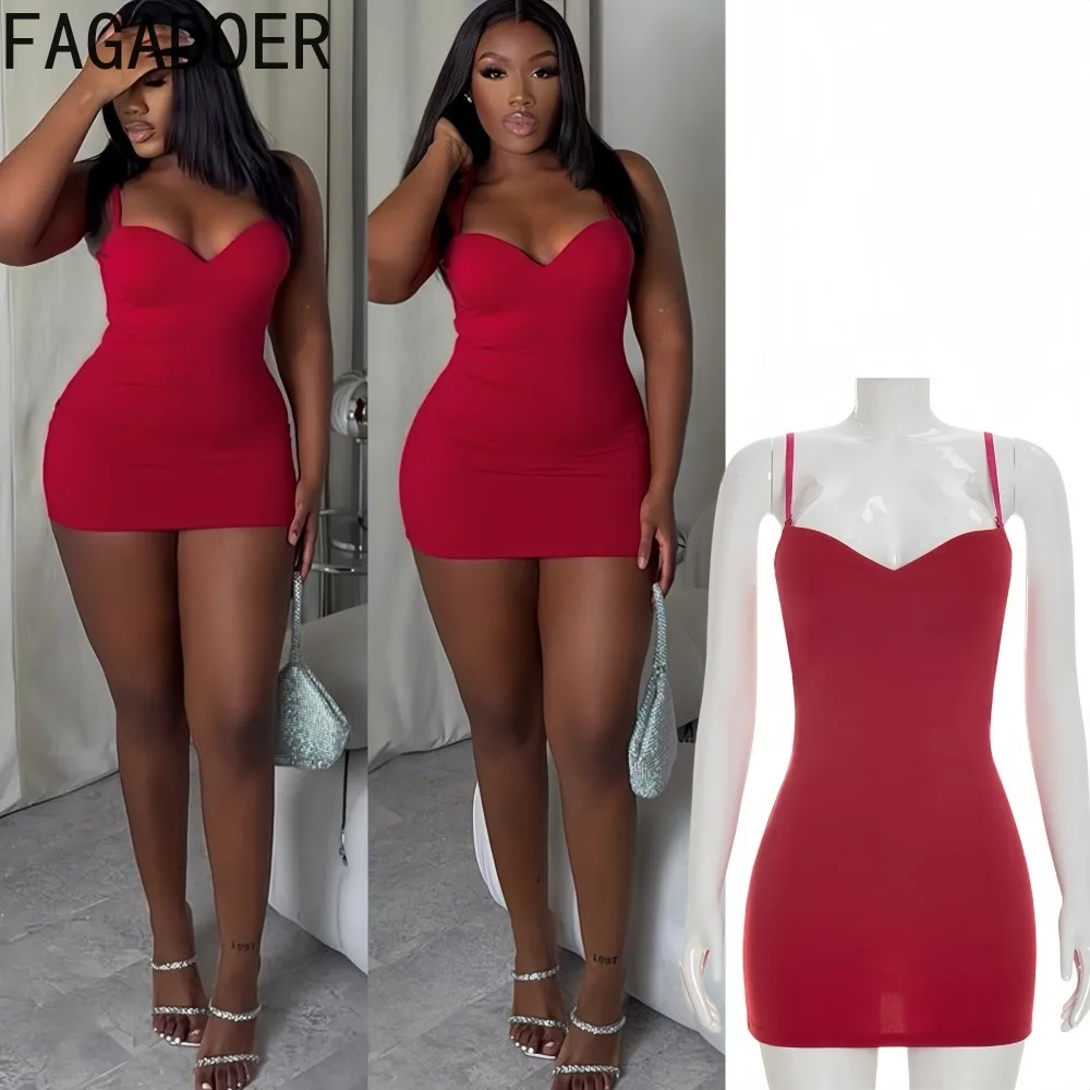 

FAGADOER Sexy Solid Color Bodycon Dresses Woman Spaghetti Strap Sleeveless Backless Dress Female Streetwear Vestidos 2026 New
