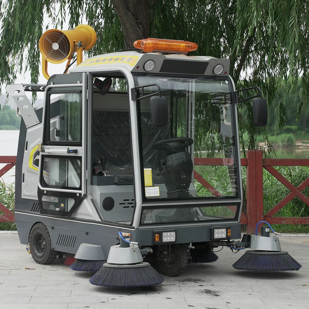 Full Closed Electric Big Street Sweeper Car Four-wheel Sweeper Commercial Ride On Road Floor Sweeper