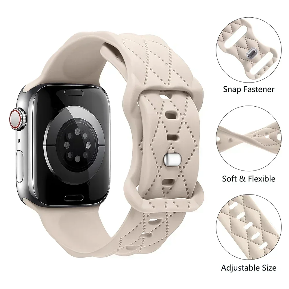 Engraved Silicone strap For Apple Watch Band 42mm 44mm 45mm 41mm 49mm 40mm bracelet correa iwatch Series 8 9 SE 7 6 5 4 3 Ultra image 2