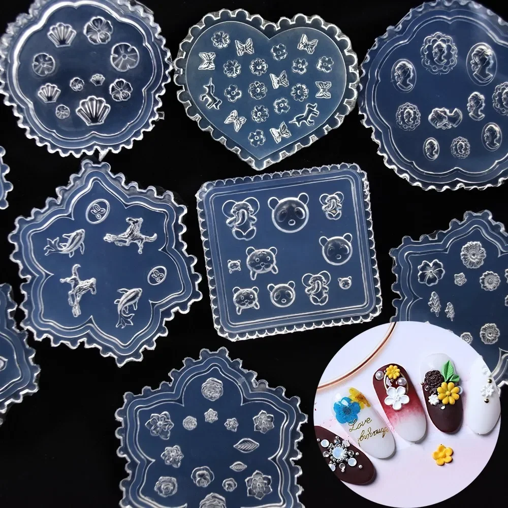 

Tiny Beads Flower Bear Leaf Shell Dolphin Beauty Nail Art Resin Silicone Mould DIY Tool UV Epoxy Resin Box Silicone Mold