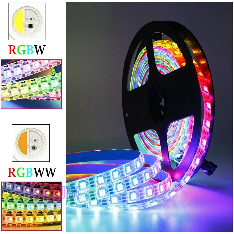 

Addressable RGBW RGBWW 4 colors in 1 LED Strip SMD 5050 RGB White pixle IC SK6812 Lamp Tape 30/60/144 leds/m 5V Similar WS2812b