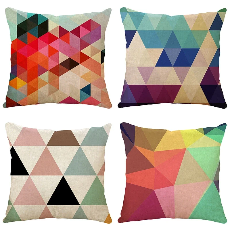 

Modern Colorful Geometric Style Pillow Cover Living Room Sofa Office Seat Car Waist Cushion Home Decoration