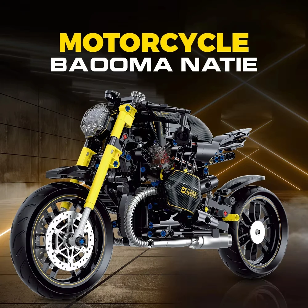 MOC Technical 1:8 Motorcycle Building Blocks Assembling Sports Car Bricks Toys for Boy Christmas Gift Educational Toy Set 563PCS