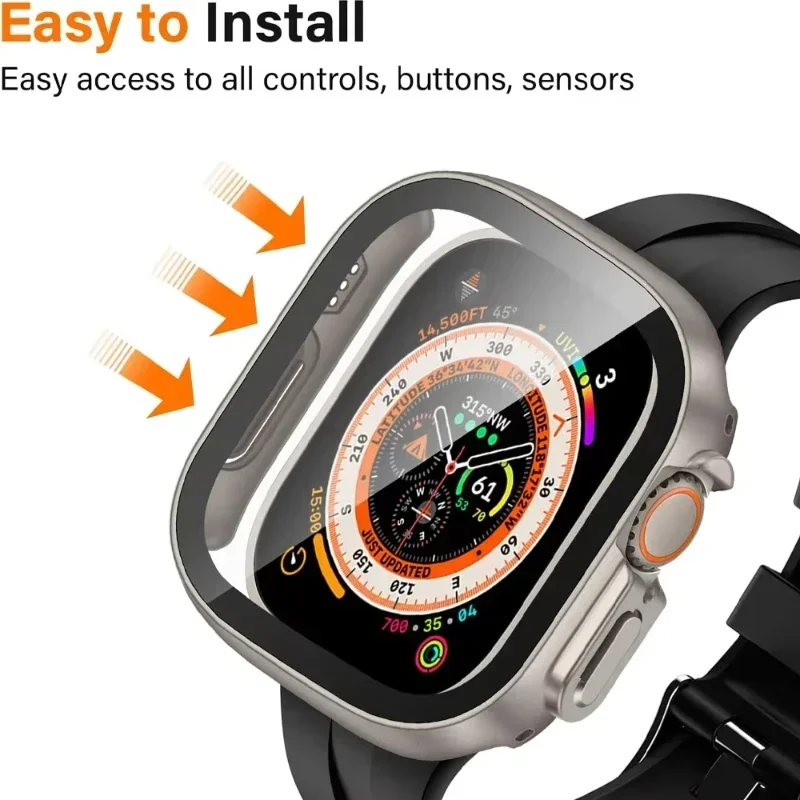Glass+case For Apple Watch Ultra 2 case 49mm smartwatch PC Bumper+Screen Protector Tempered Cover iwatch series band Accessories image 3