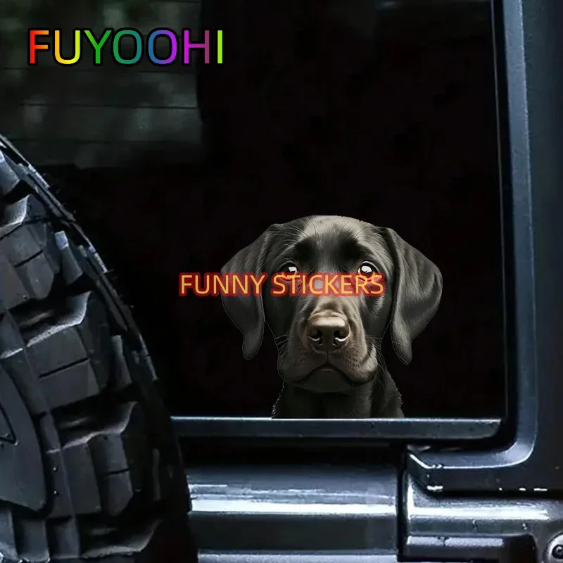 FUYOOHI Peeking Cute Lab Dog Adorable Pet Gift Vinyl Car Sticker