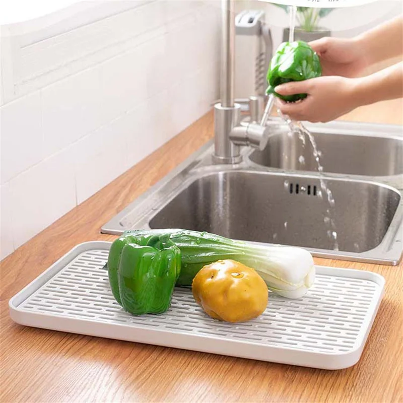 Household Plastic Multifunctional Drain Tray Creative Layered Tea Tray Rectangular Fruit Tableware Storage Rack Kitchen Drainer