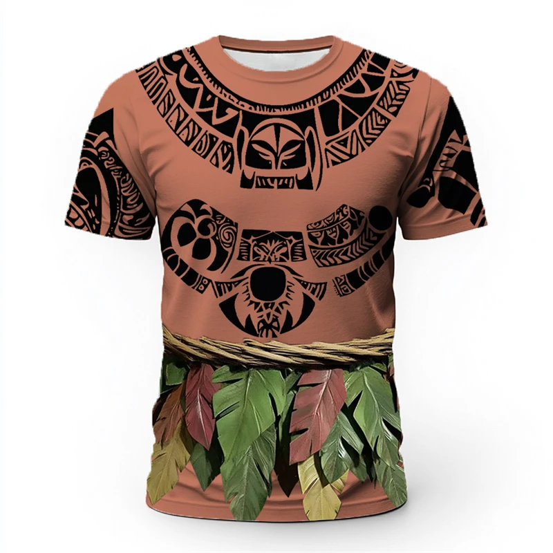 

Retro Tribal Style T Shirts For Men Summer Casual Totem Leaves 3D Printed Short Sleeve T-shirts Loose Streetwear Vintage Tees