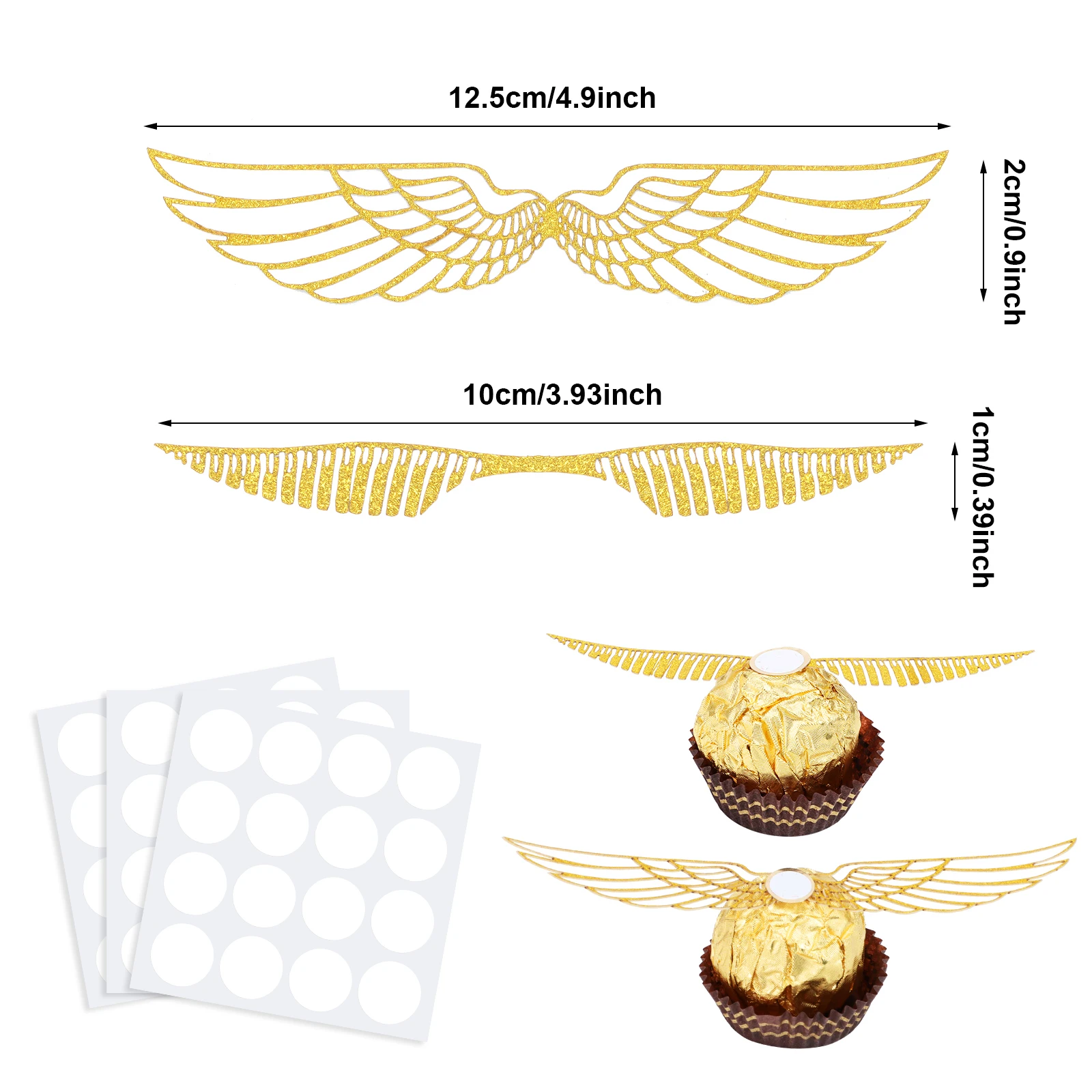 New 50Pcs Wizard Party Chocolate Decoration, Chocolate Hollowed Wings Decoration Glitter