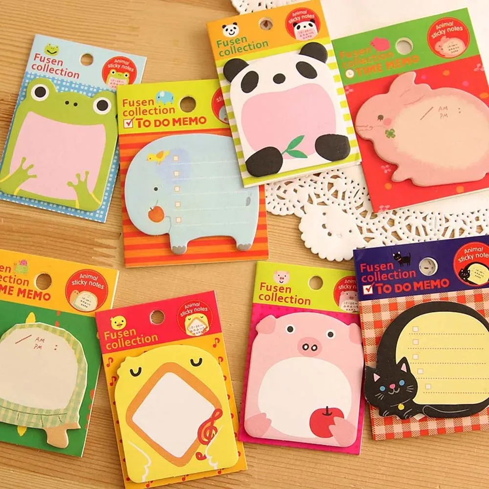 1PC Random Pattern Cartoon Cute Animal Note Creative Post-it Note Student Gift for Study, Office