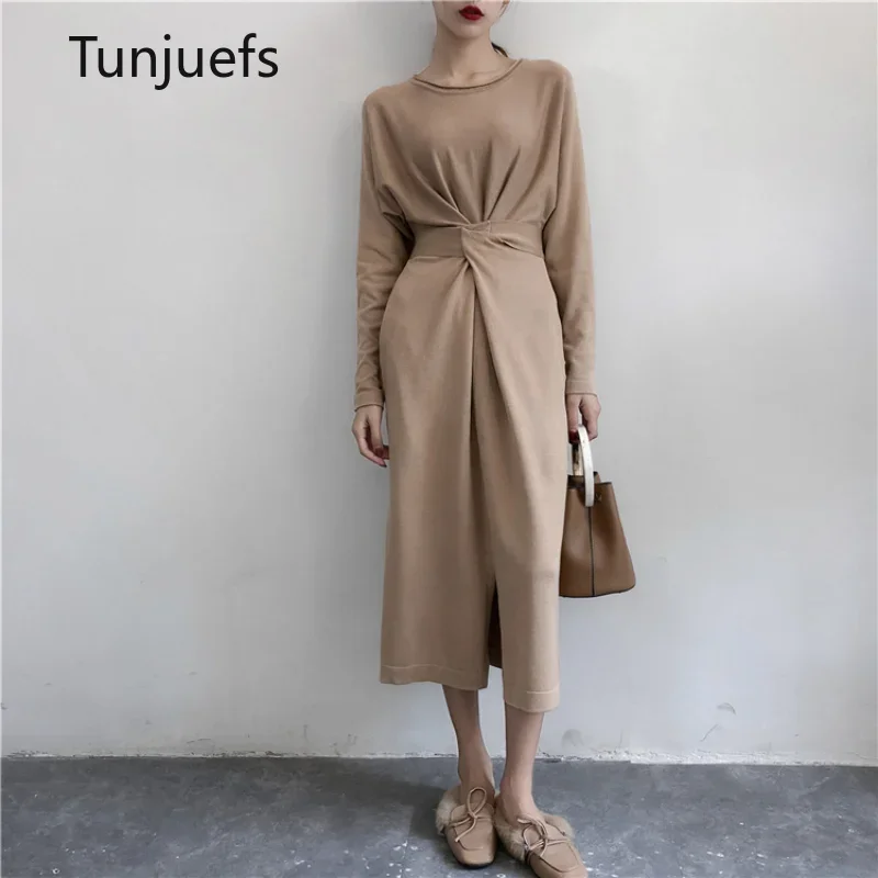 

Dresses For Women Cute New In Sweater Knit Dress Midi Y2k Casual Robes Vestidos Long Sleeve Autumn Winter Korea Fashion Style