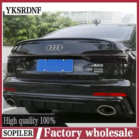 YKSRDNF S 스타일 ABS 탄소 섬유 리어 테일 윙 트렁크 립 스포일러, 아우디 A6 S6 SLINE RS6 C8 2019 2020 2021