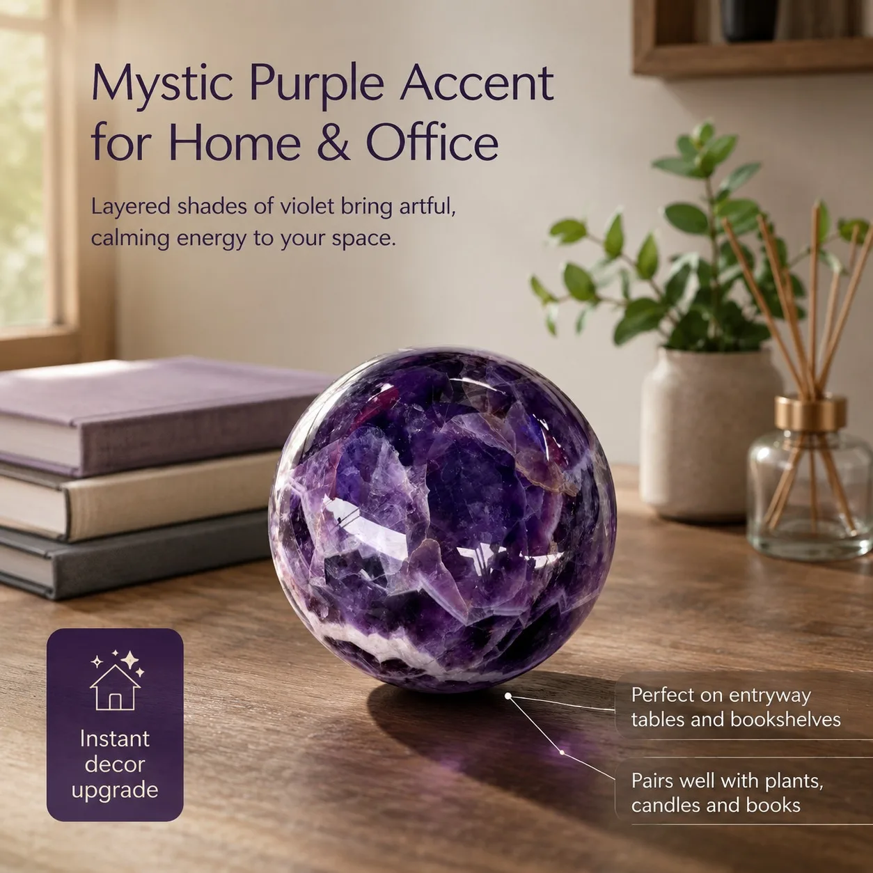 Natural high-quality dreamy amethyst ball, with random styles, can be used as a crystal collection, home decoration, geological gift, mineral specimen, and a unique home decoration item. It is an ideal gift for crystal collectors