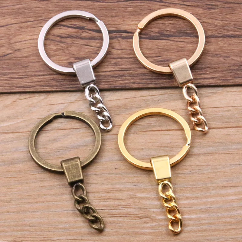 10pcs 4 Color Key Ring ( Circle Size: 30mm ) Key Chain Rhodium Bronze Gold KC Plated 50mm Long Round Split Keychain Keyrings