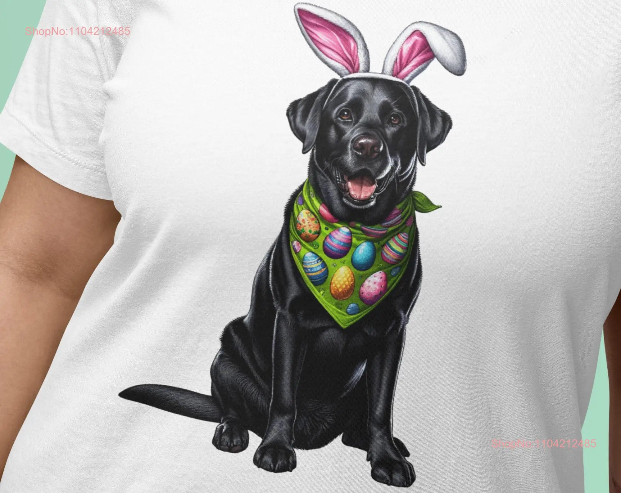 Easter Labrador Retriever T Shirt Holiday Dog Lover Top Spring Festive PeT with Bunny Ears and Eggs for Him Her