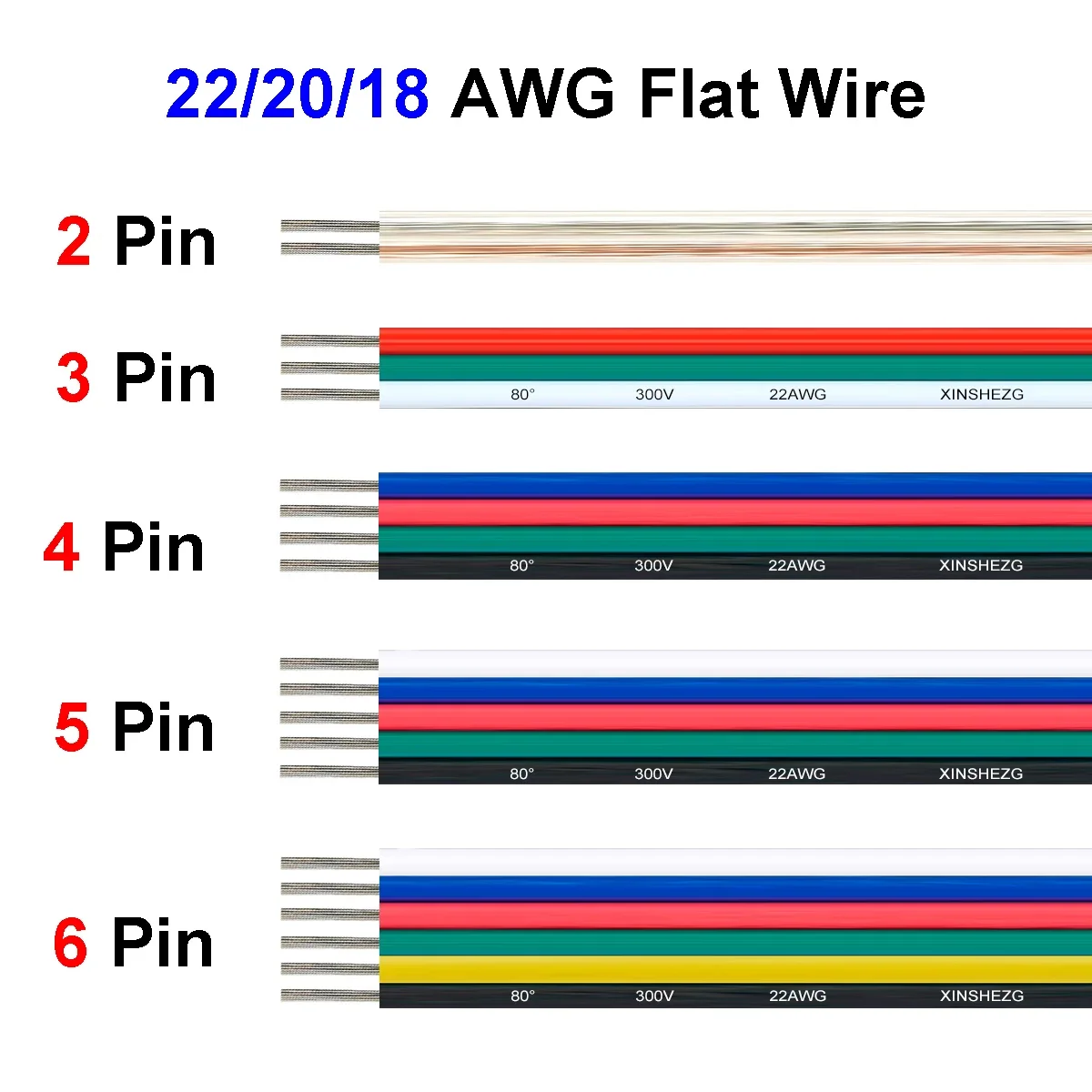 Red Black Extension Cable 22 20 18 AWG 5m 10m 2 3 4 5 6 Pin Flexible Electric Wire for 5050 3528 RGBW LED Strip SM JST Connector