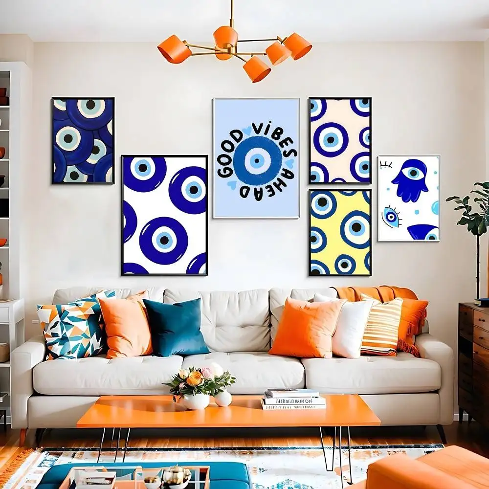 ملصق فني على شكل عين الشر بدون مؤطرة ملصق كرافت نادي بار ورق عتيق ملصق جداري فني ملصقات دراسة غرفة النوم