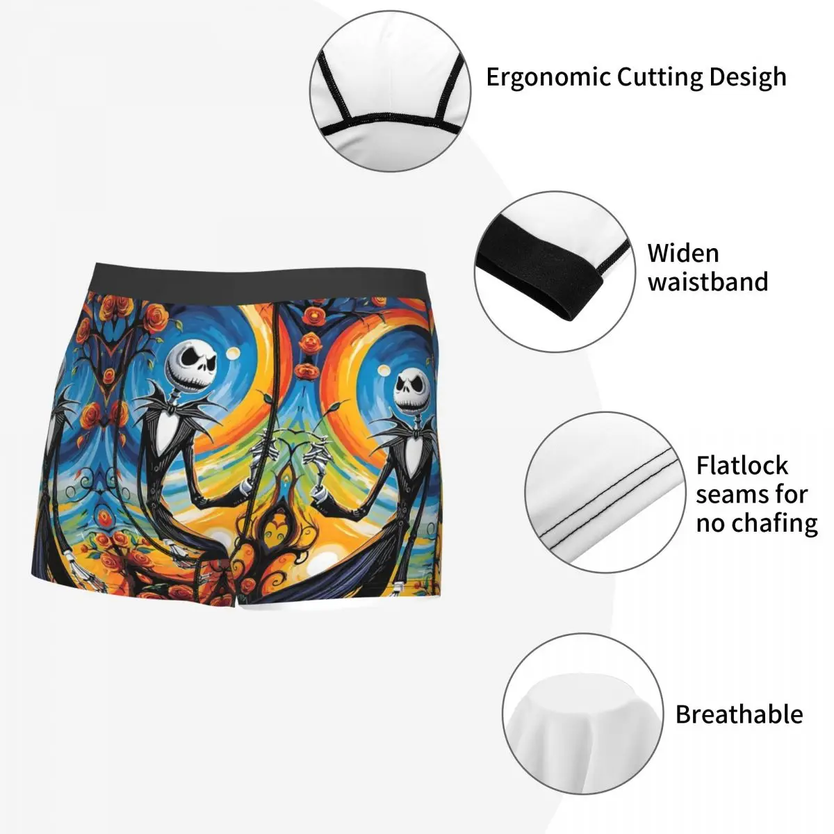 Personalizzato The Nightmare Before Christmas Intimo Uomo Stretch Vintage Gothic Skull Boxer Slip Pantaloncini Mutandine Mutande morbide