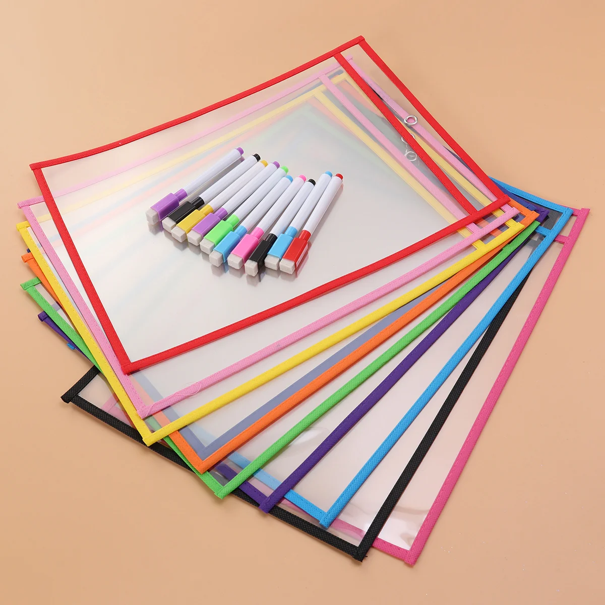 

20 Pcs Dry Erase Pocket Transparent PVC Sewing Bag Reusable Storage Teaching Supply School Accessory