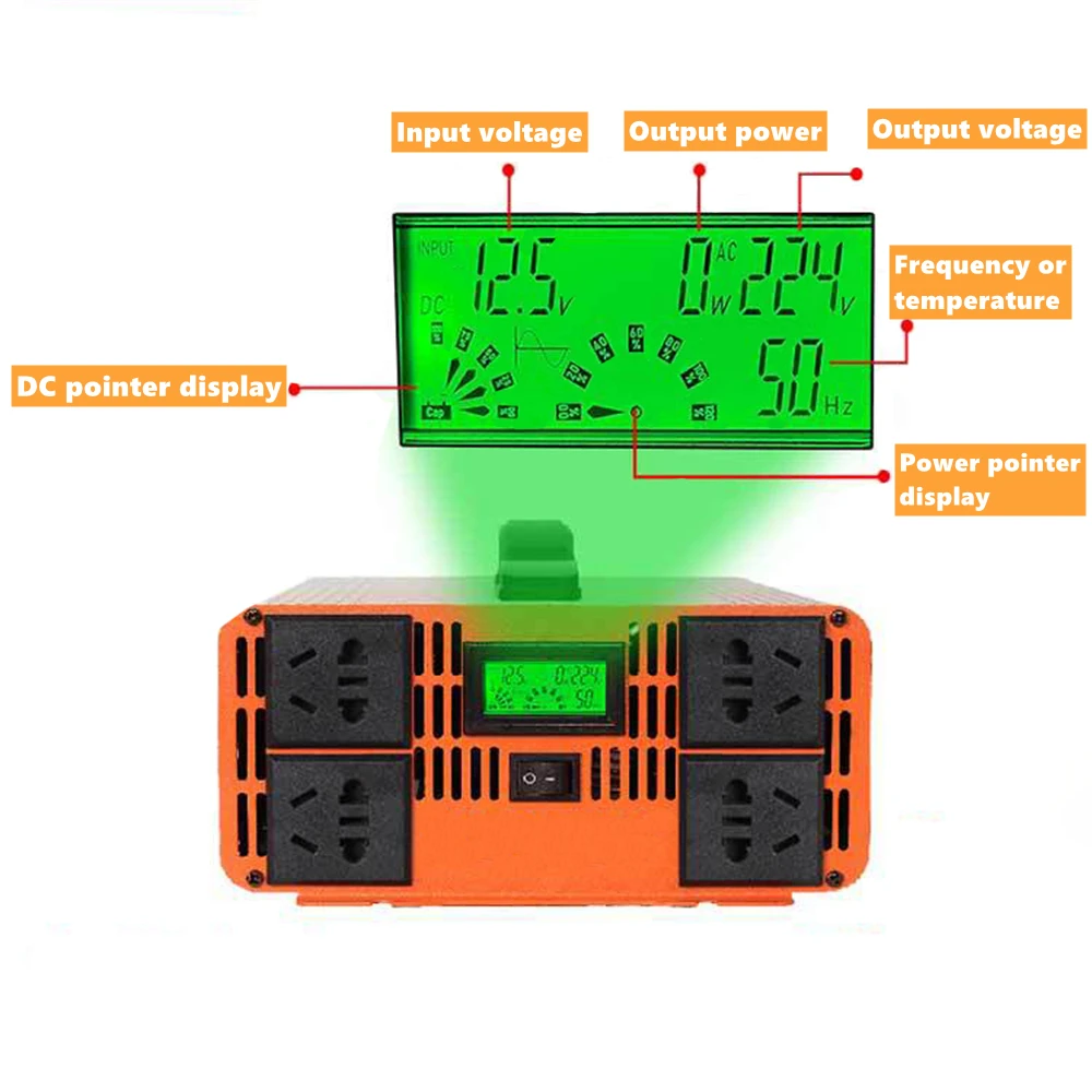 Imagem -05 - Inversor de Onda Senoidal Pura Transformador de Energia Solar Conversor de Tensão 12v 24v 48v 60v 72v para 220v ac 110v 4000w 5000w 6000w