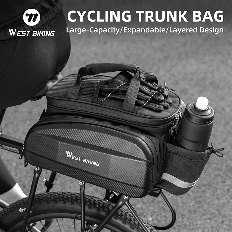 

WEST BIKING Cycling Rear Rack Bag EVA Expandable Large Capacity MTB Road Bike Rear Seat Bags Multi-purpose Carrier Bag