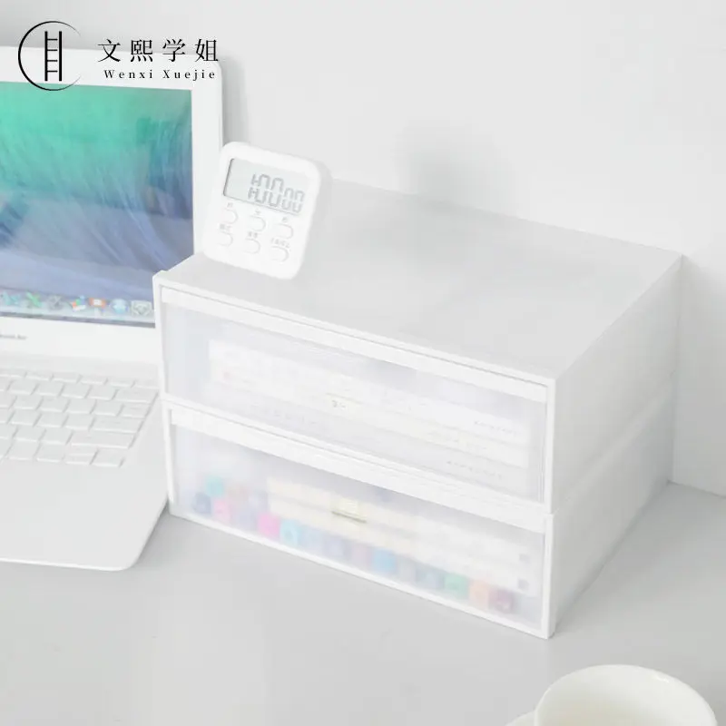 Ins Creative Drawer Type Desktop Storage Box Transparent Student Dormitory Miscellaneous Cosmetics Rack Desk Kawaii Organize Box