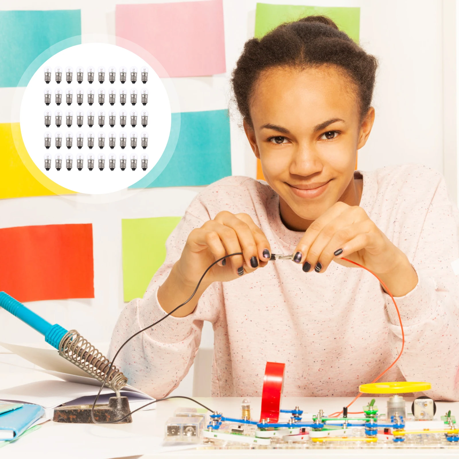 

50Pcs Mini Light Bulb 3.8V 0.3a Small Round Bulbs for Physics Experiments Electricity Learning Kits School Science Projects