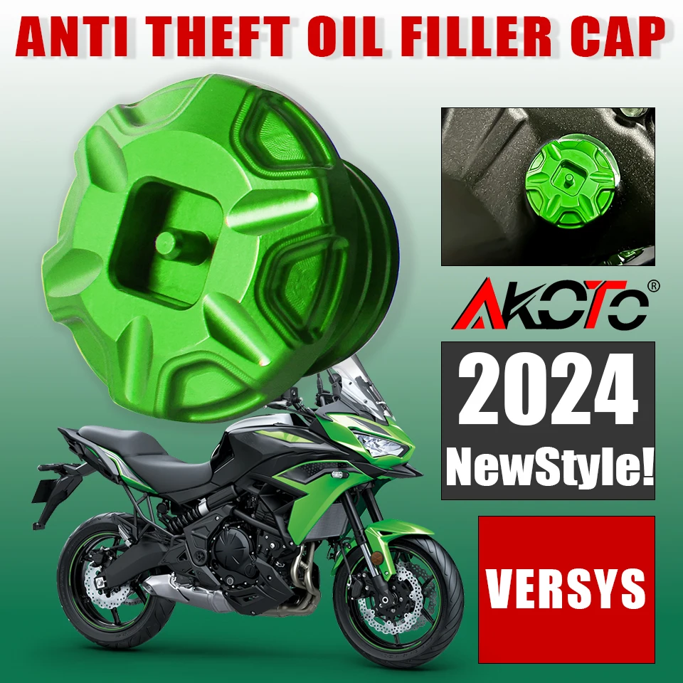 

Motorcycle Anti theft Oil Filler Cap Accessories Engine Oil Plug Cover For Kawasaki Versys 650 Versys650 1000 Versys1000 2024+