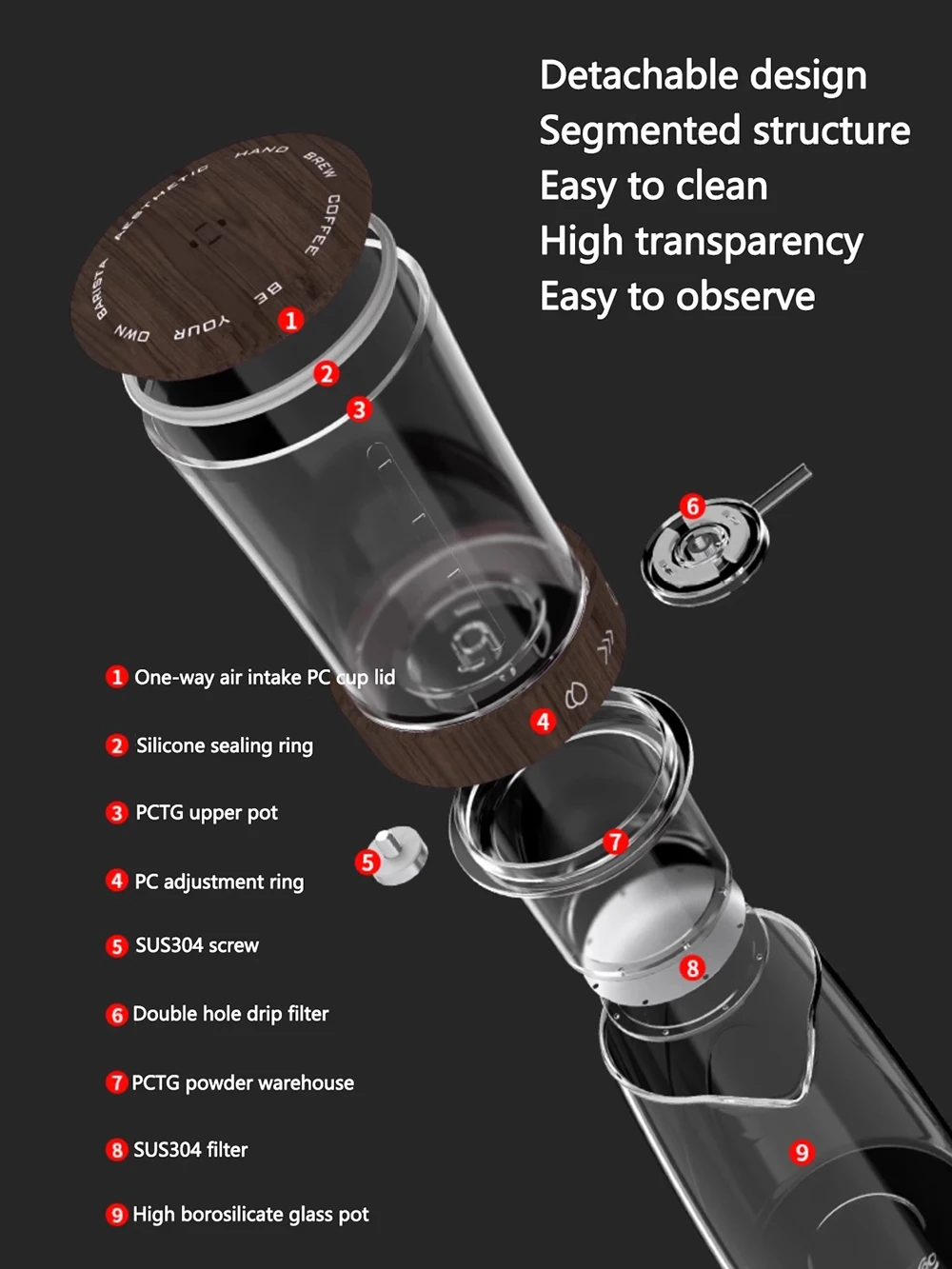 15OZ Cold Brew Coffee Maker, Slow Drip Iced Coffee Brewer Glass Adjustable Dripe Flow Control Pour Over Coffee Maker for Househo