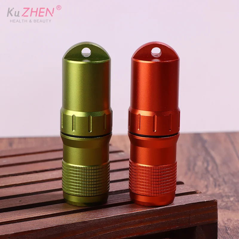 حافظة حبوب محمولة مقاومة للماء حاوية EDC كبسولة محكمة الغلق من سبائك الألومنيوم زجاجة حبوب منع الحمل سلسلة مفاتيح حامل حبوب السفر منظم #4