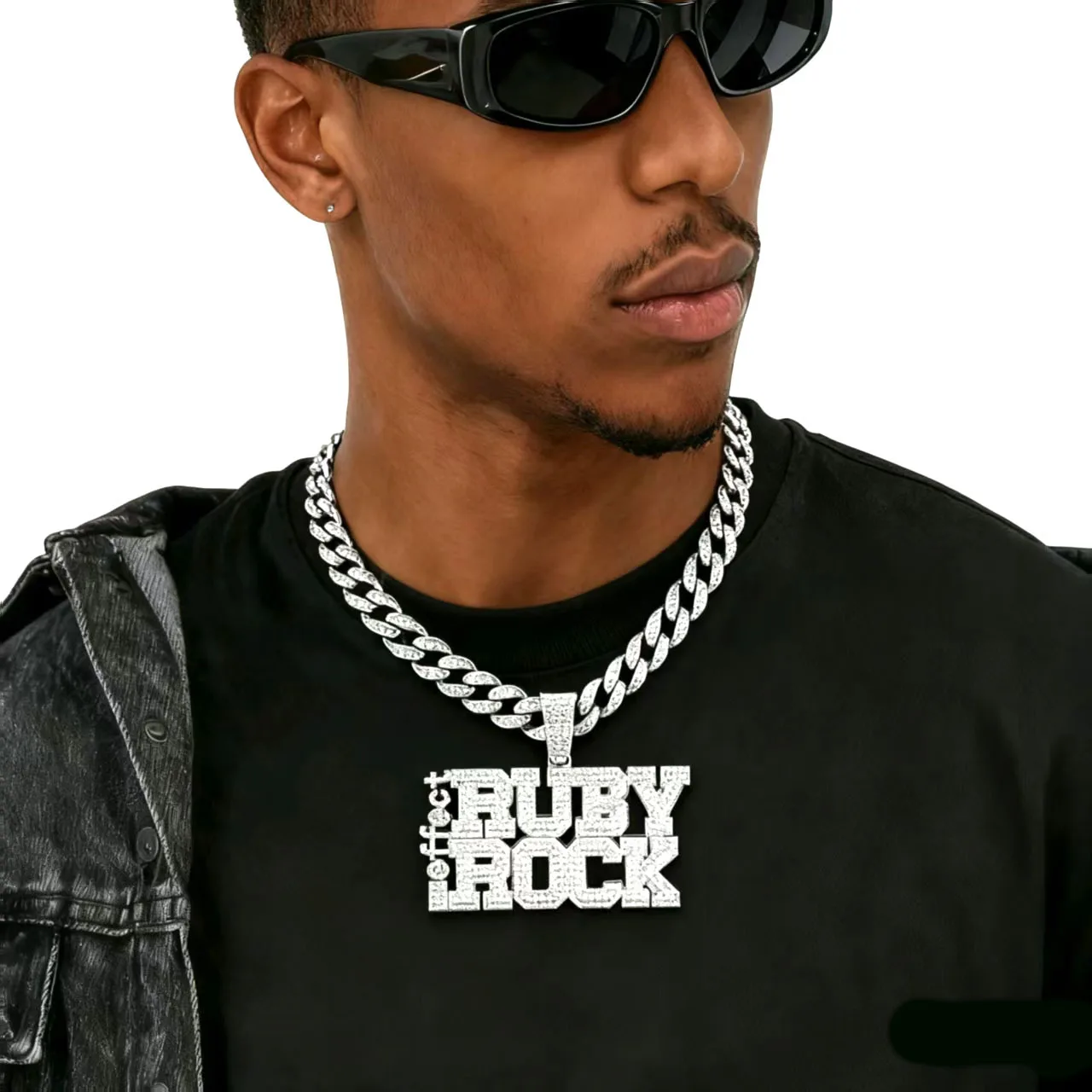 DIY accessories hot-selling hip hop hiphop Cuban chain tide brand row full of diamonds double row splicing letter pendant cross-