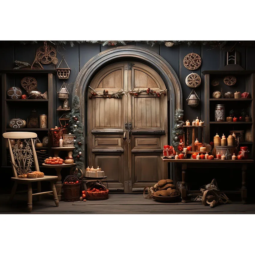 Mehofond 크리스마스 사진 배경 진저브레드 하우스, 빈티지 크리스마스 실내 어린이 초상화 사진 스튜디오