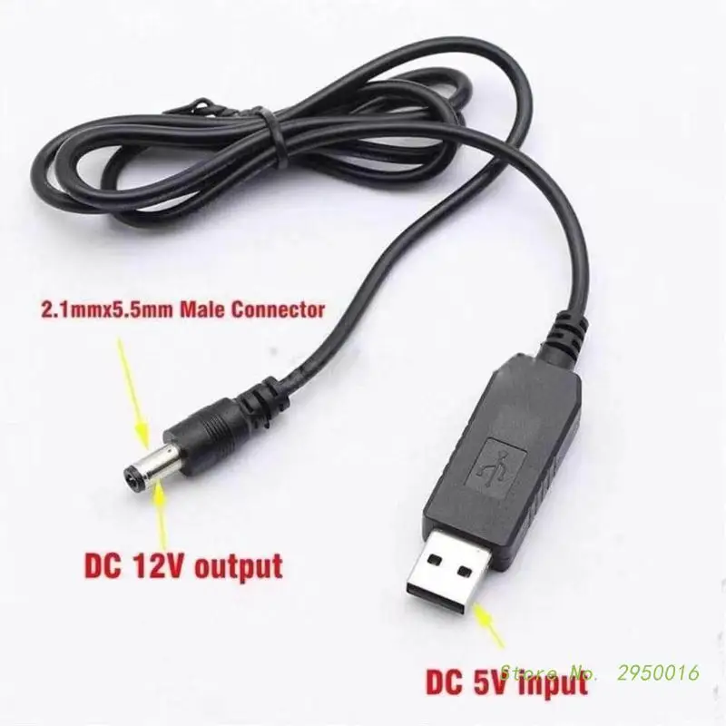 USB to DC5.5x2.1mm Round Hole Booster Line Router Booster Wire 5V Booster to 5/9/12V Charging Cable Cord