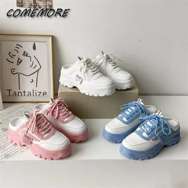 Women Shoes 2023 New No Heel Daily Casual Shoes Non-slip Lace Up Female Platform Shoes Plus Size Sneakers Women Zapatillas Mujer