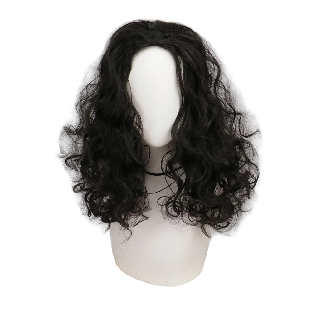 Polynesian schwarze lockige Cosplay-Perücke für Maui, Rollenspiele, lange lockige Perücke für Frauen, Cosplay-Perücke, Haar, synthetische Halloween-Party-Perücken