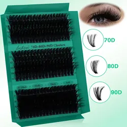 LASHSUN 70D80D90D D Curl 10-18mm Mixed Length Fluffy Volume Cluster Lashes Soft And Comfortable False Eyelashes Long-Lasting Las