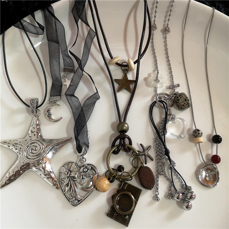 Men'S Accessories In The 90S - Punk Büyük Metal Denizyıldızı Kalp Geometri