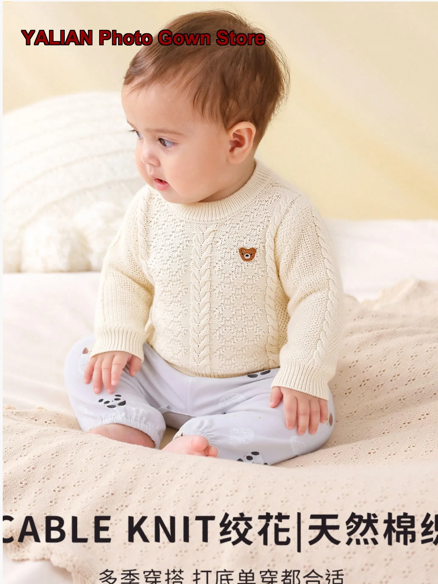 Baby Boy Baby Girl Knit Top Solid Color Cable Knit Mock Neck Pullover Sweater Infant Ribbed High Neck