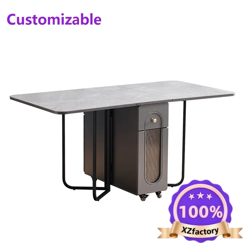 

Factory Direct 2026 Top RatedSolid wood folding dining table glass door wine cabinet integrated retractable light luxury househo