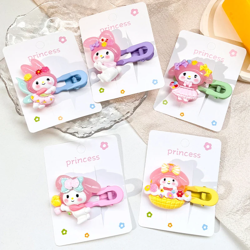 Kawaii Melody Hair Clip para Mulheres e Meninas, Clipe Lateral, Grampo de Cabelo, Desenhos Animados, Fofos, Duckbill, Simples, Acessórios de Cabelo, Doce, Anime